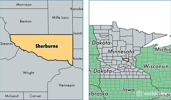 location of Sherburne county on a map