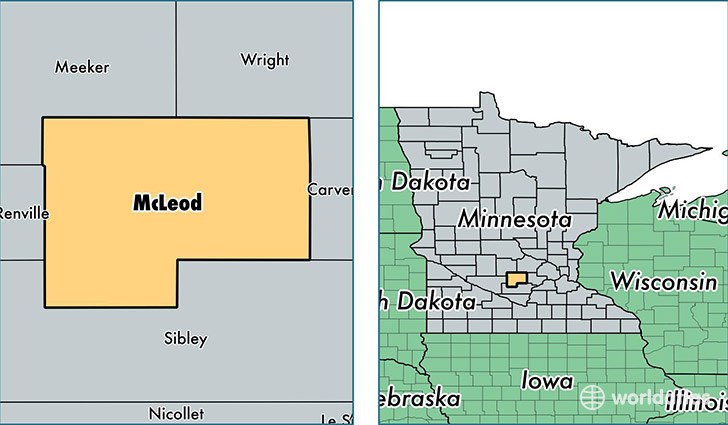 location of McLeod county on a map