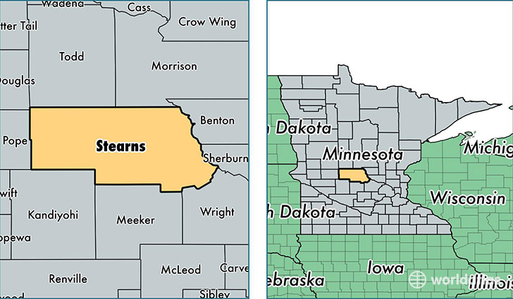 location of Stearns county on a map