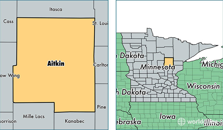 location of Aitkin county on a map