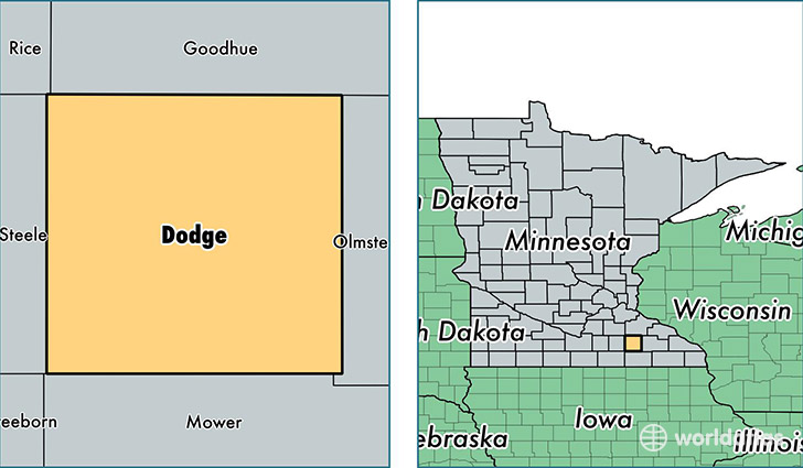 location of Dodge county on a map