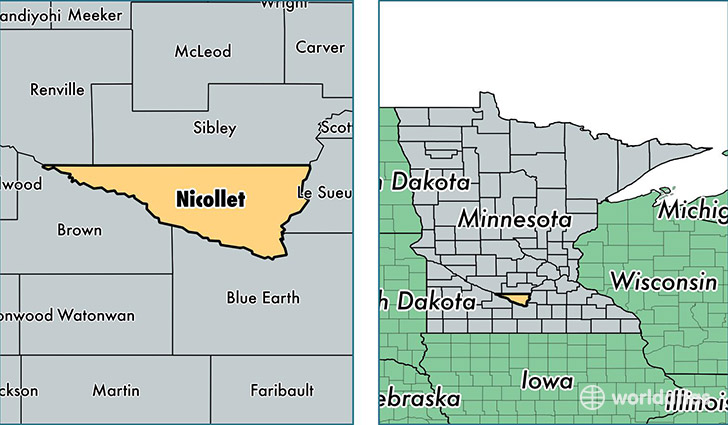 location of Nicollet county on a map