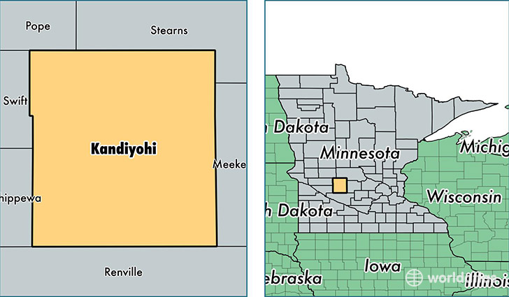 location of Kandiyohi county on a map