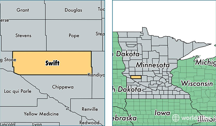 location of Swift county on a map