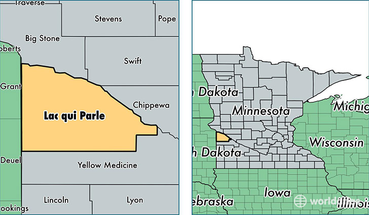 location of Lac Qui Parle county on a map