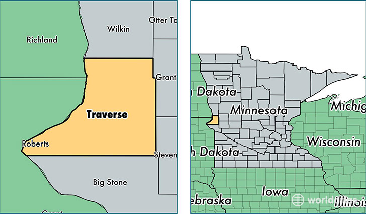 location of Traverse county on a map