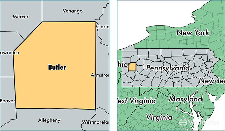 location of Butler county on a map