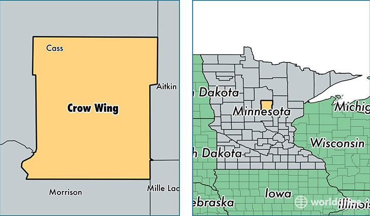 location of Crow Wing county on a map