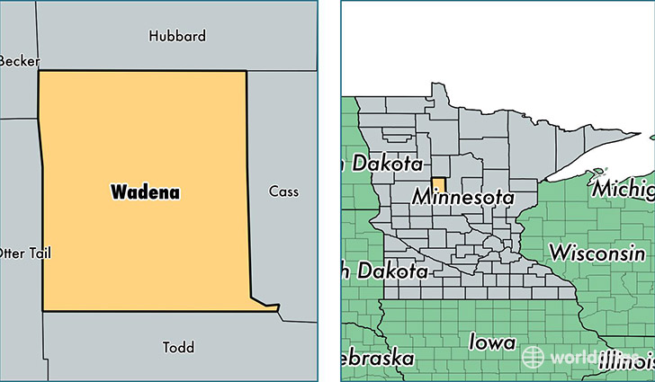 location of Wadena county on a map