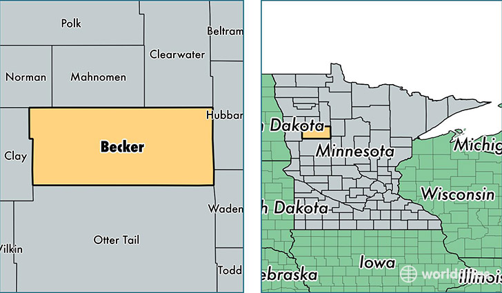 location of Becker county on a map