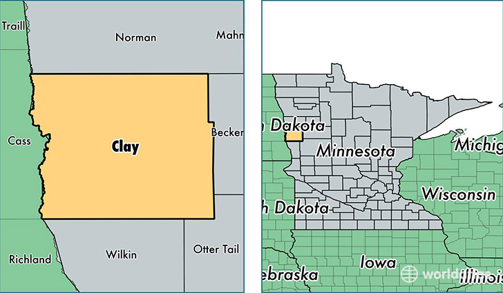 location of Clay county on a map