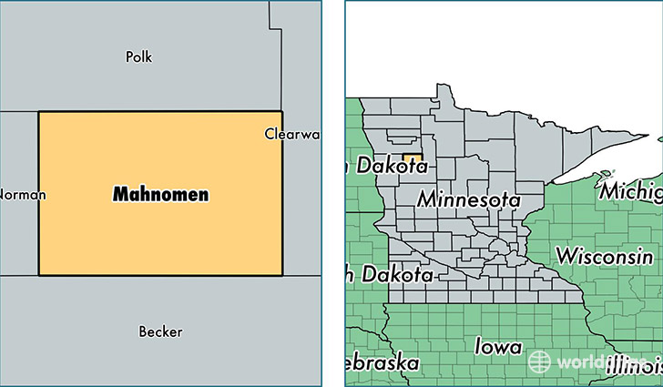location of Mahnomen county on a map