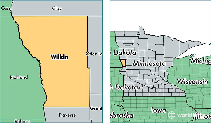 location of Wilkin county on a map