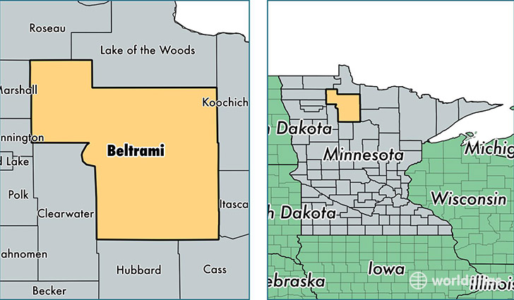 location of Beltrami county on a map