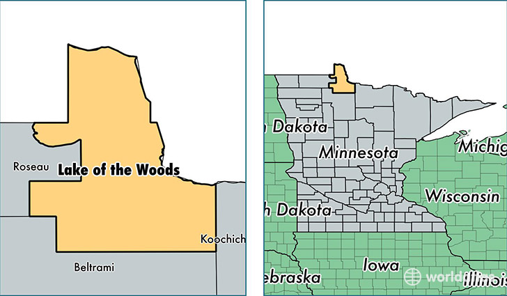 location of Lake of the Woods county on a map