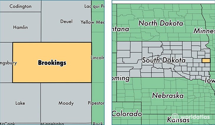 location of Brookings county on a map