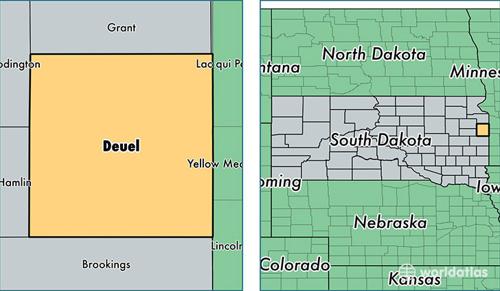location of Deuel county on a map