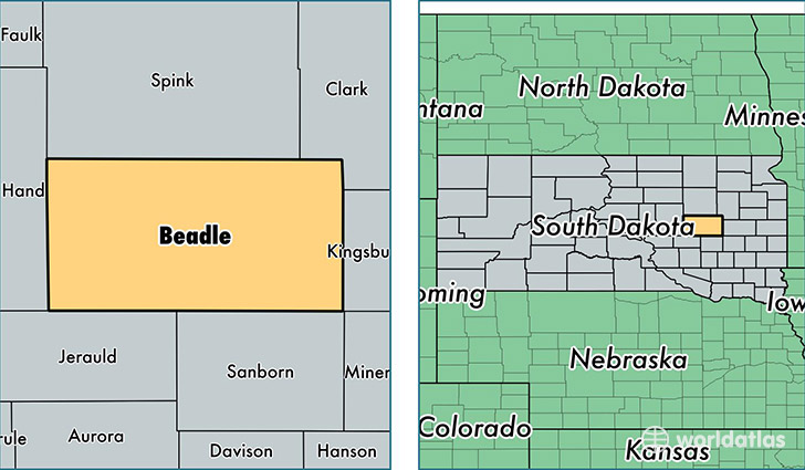 location of Beadle county on a map