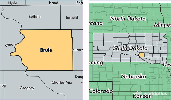 location of Brule county on a map