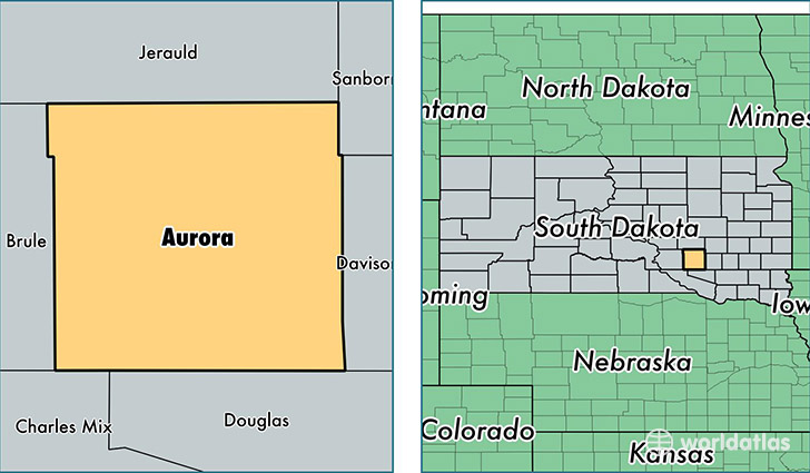 location of Aurora county on a map