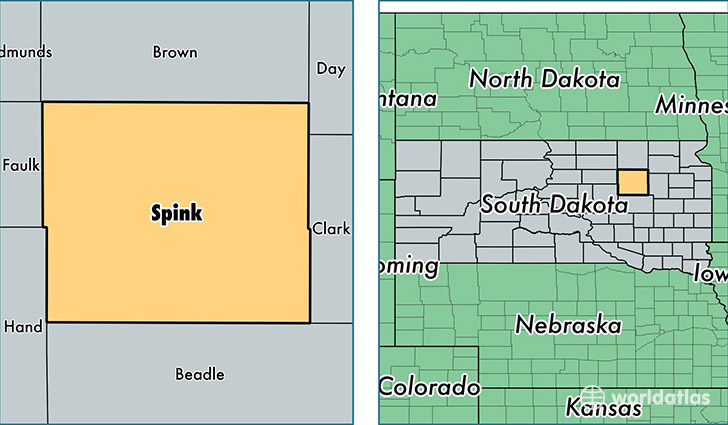 location of Spink county on a map