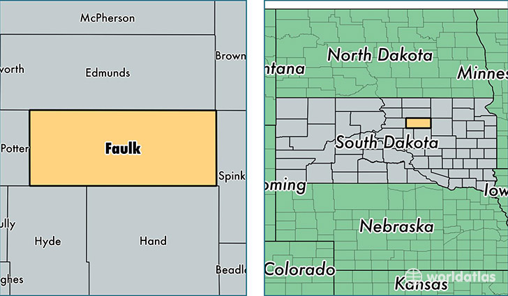 location of Faulk county on a map