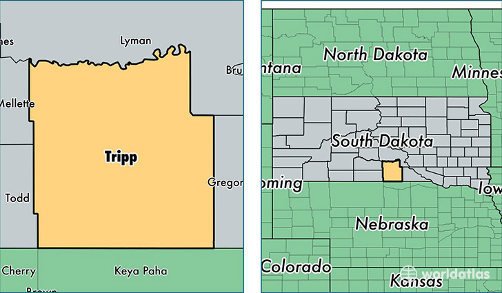 location of Tripp county on a map