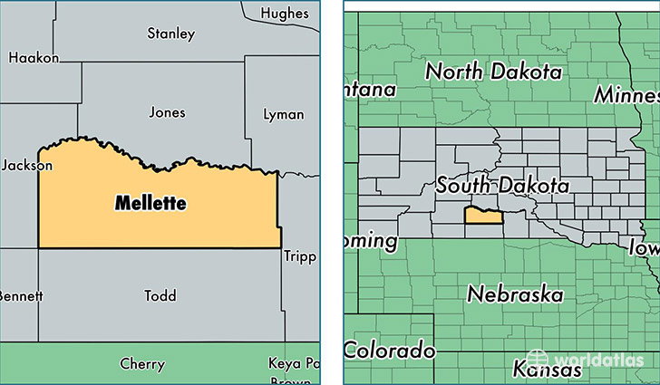location of Mellette county on a map