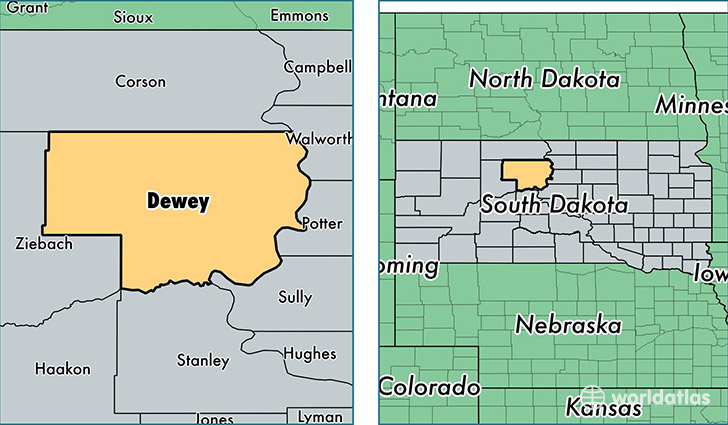 location of Dewey county on a map