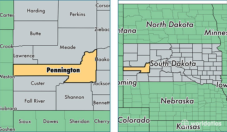 location of Pennington county on a map