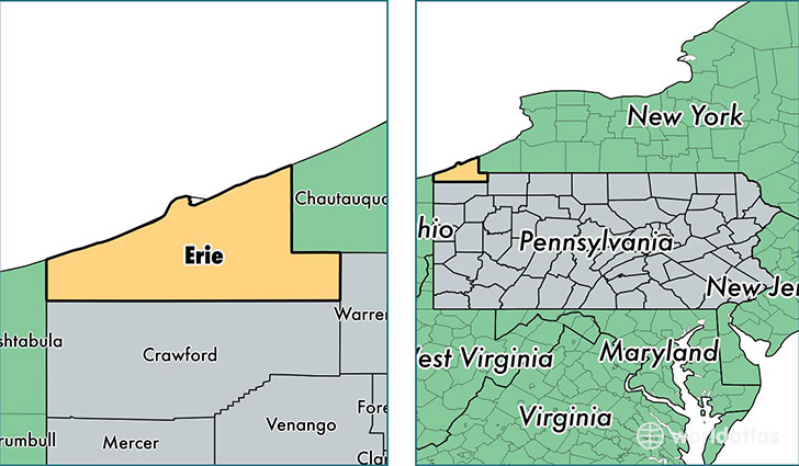 location of Erie county on a map