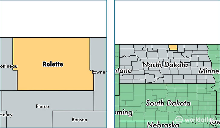 location of Rolette county on a map