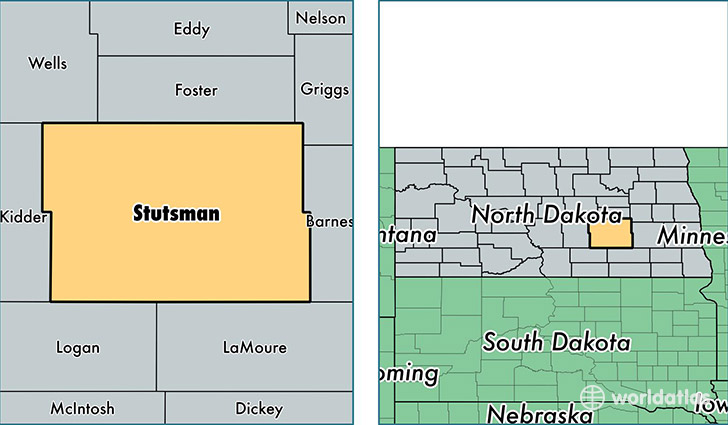 location of Stutsman county on a map