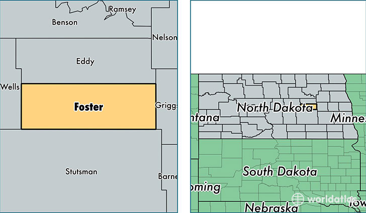 location of Foster county on a map