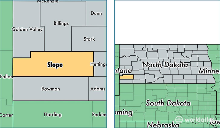 location of Slope county on a map