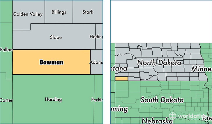location of Bowman county on a map