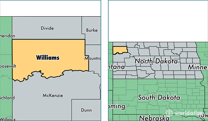location of Williams county on a map