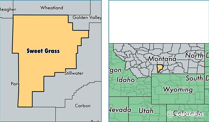 location of Sweet Grass county on a map