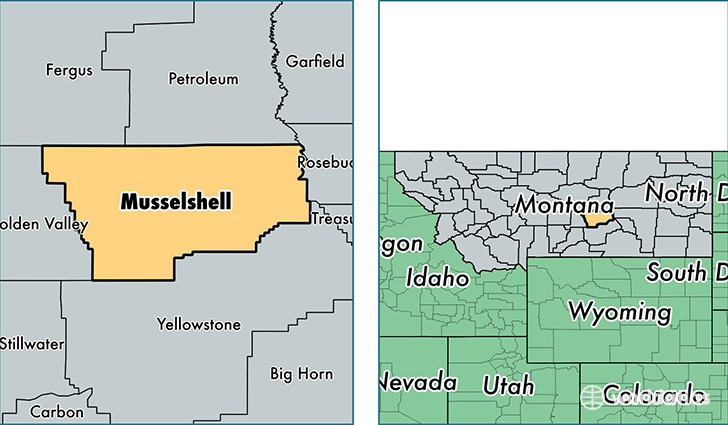 location of Musselshell county on a map
