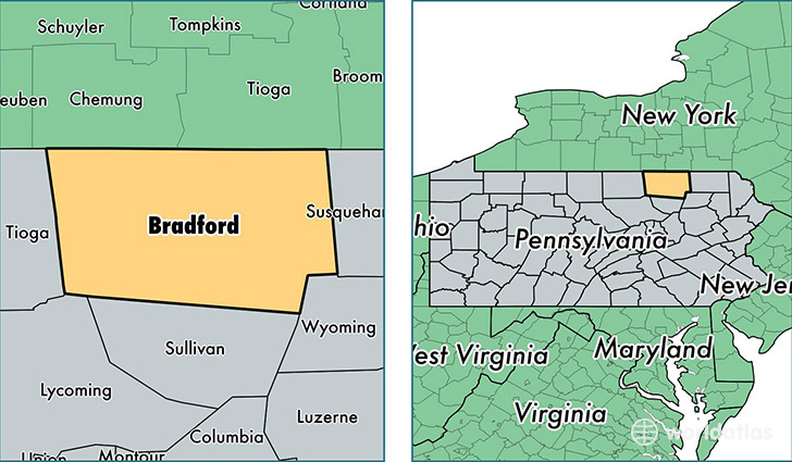 location of Bradford county on a map