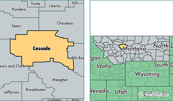 location of Cascade county on a map