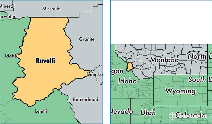 location of Ravalli county on a map
