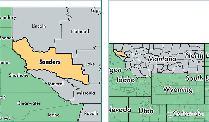 location of Sanders county on a map