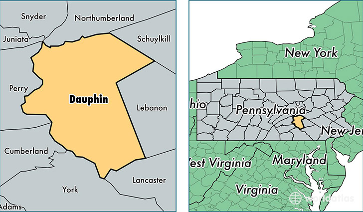 location of Dauphin county on a map