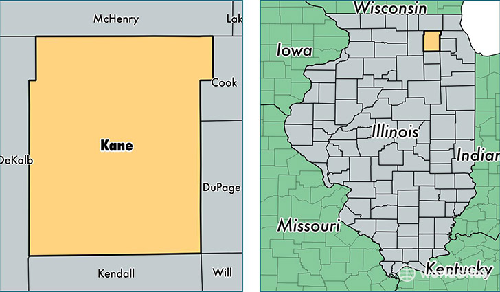 location of Kane county on a map