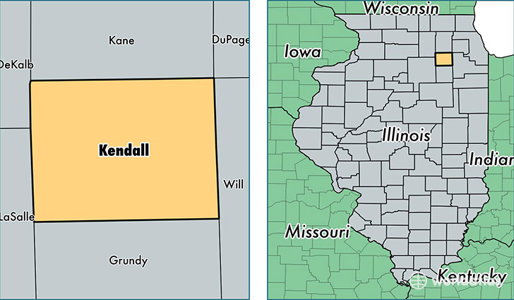 location of Kendall county on a map