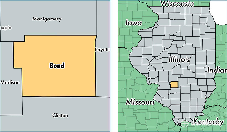 location of Bond county on a map
