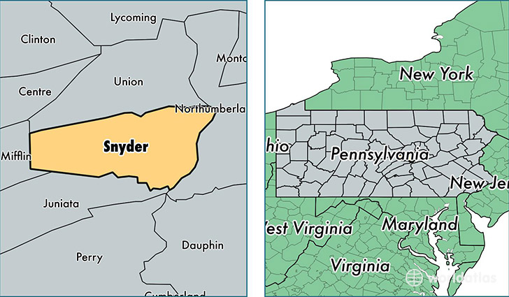 location of Snyder county on a map