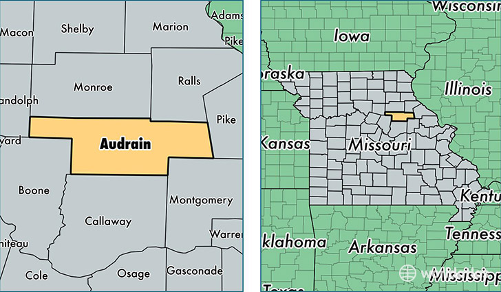 location of Audrain county on a map