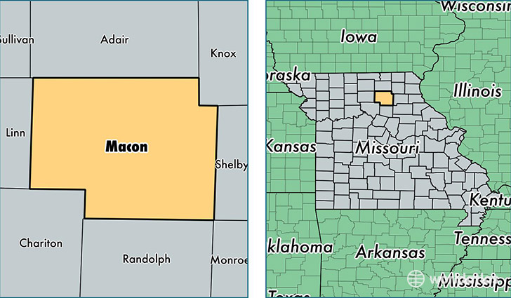 location of Macon county on a map